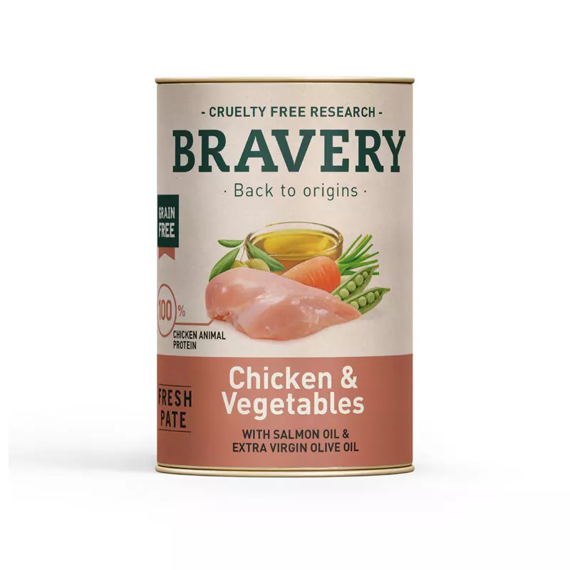 Bravery chicken and vegetables dog wet food 290 gr