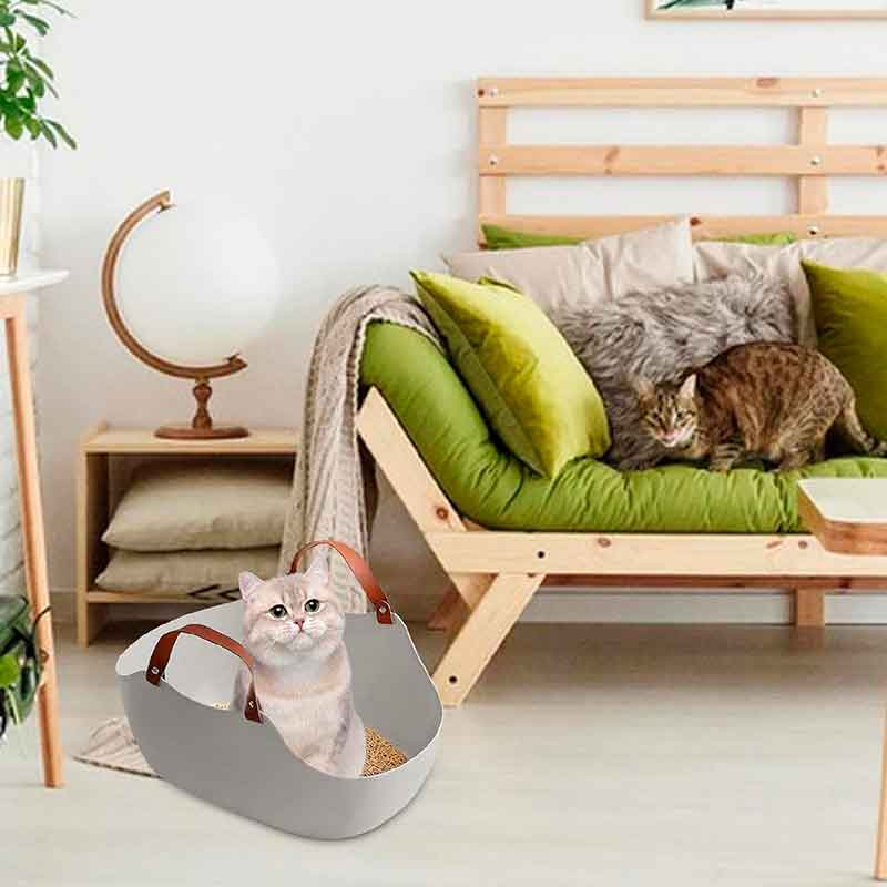 Areneros para Gatos Portátil con Asa Gris - Imagen 5
