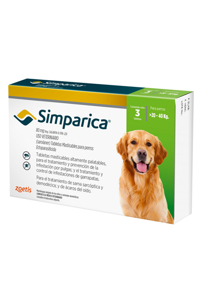Simparica 80mg- (20 – 40 Kg) x 3 Tabletas